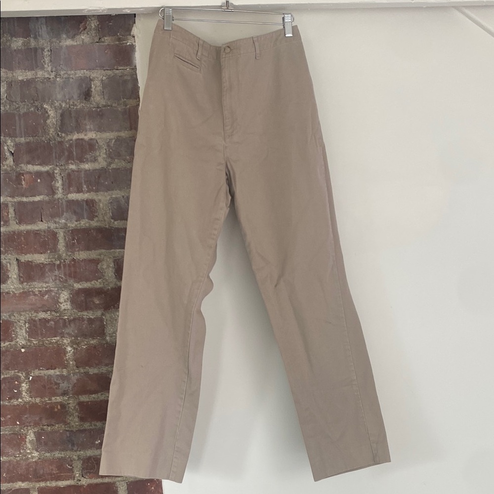 Ralph Lauren Tan Straight Leg Pants with Crisp Finish